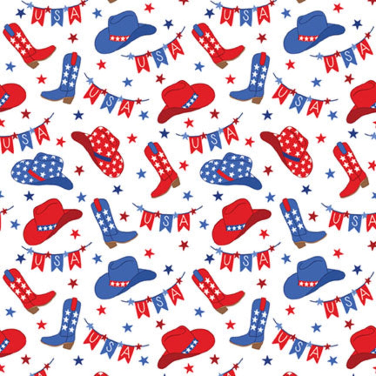 Fabric P & B Textiles White Boots and Hats Allover Patriotic Minis by the Quarter Yard PMIN6060-W